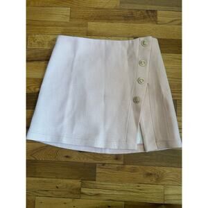 Amable by Mable Wool Blend Pink Tweed Skirt Front Slit Button Preppy Old Money